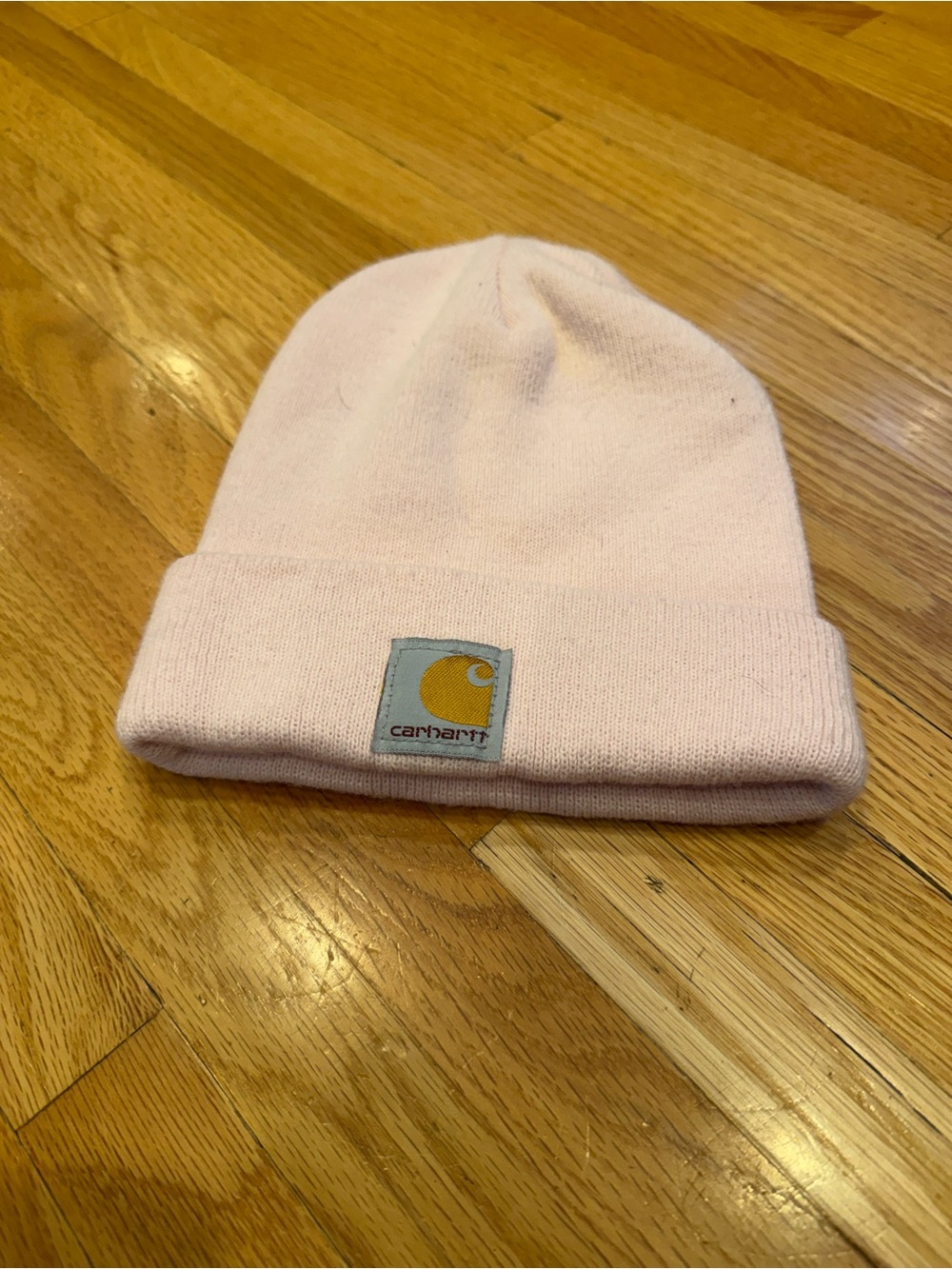 Carhartt Light Pink Cuffed Knit Beanie with Logo Patch